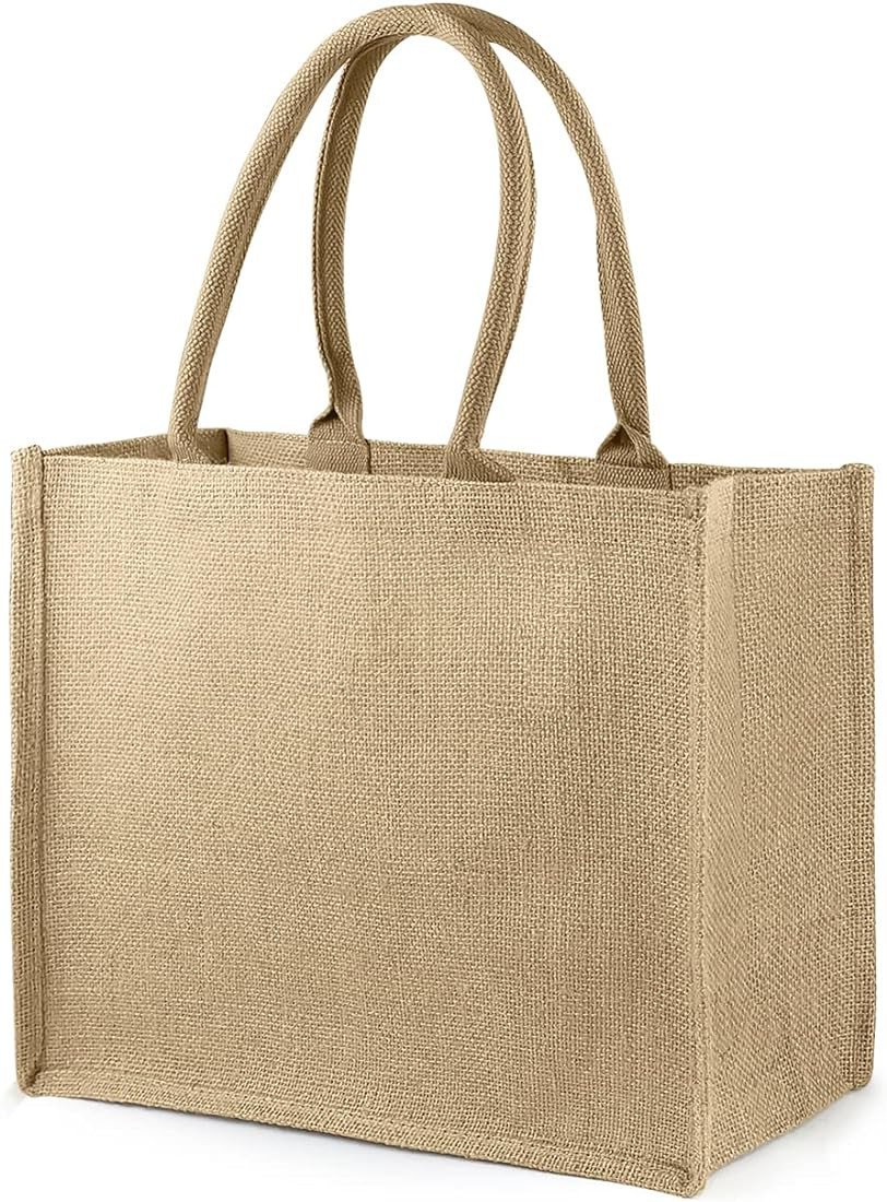 Ayieyill Jute Tote Bags, Burlap Bags with Laminated Interior and Soft Handles, Reusable Shopping ... | Amazon (US)