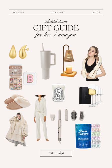Gift guide for her, gifts for mom, gifts for sister, jewelry box organizer, neck massager, gift ideas, wine glasses, pajamas, cozy slippers, shower steamers, gold earrings, candle wax warmer, shark flexstyle 

#LTKfindsunder100 #LTKHoliday #LTKGiftGuide