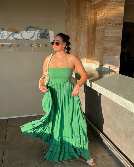 Green free people maxi dress wearing large. Comes in 6 colors (they restock often!) 🥝💚☀️✨

#LTKFind #LTKtravel #LTKstyletip