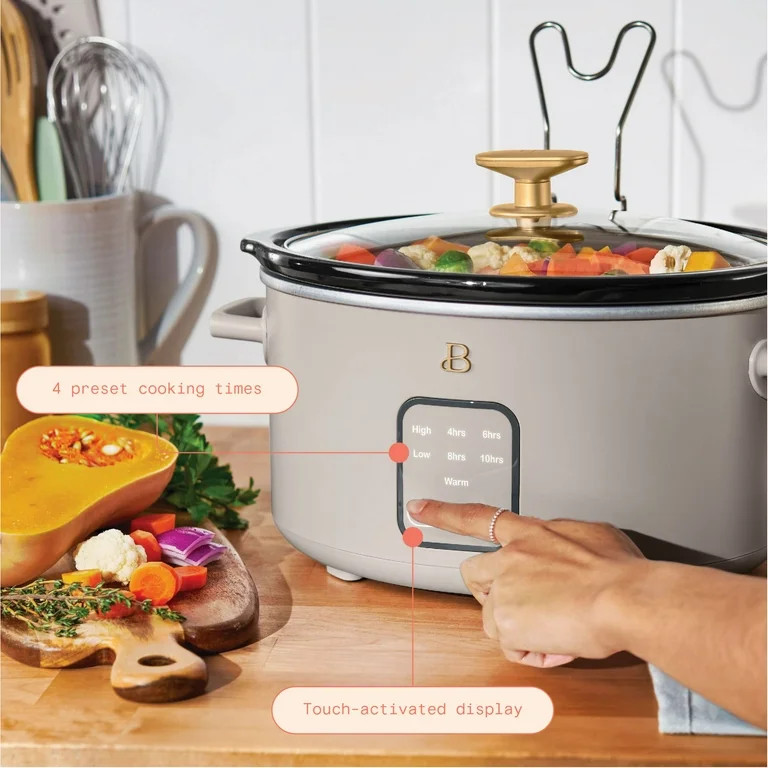 Beautiful 4Qt Slow Cooker with Touch-Activated Display, Porcini Taupe by Drew Barrymore | Walmart (US)