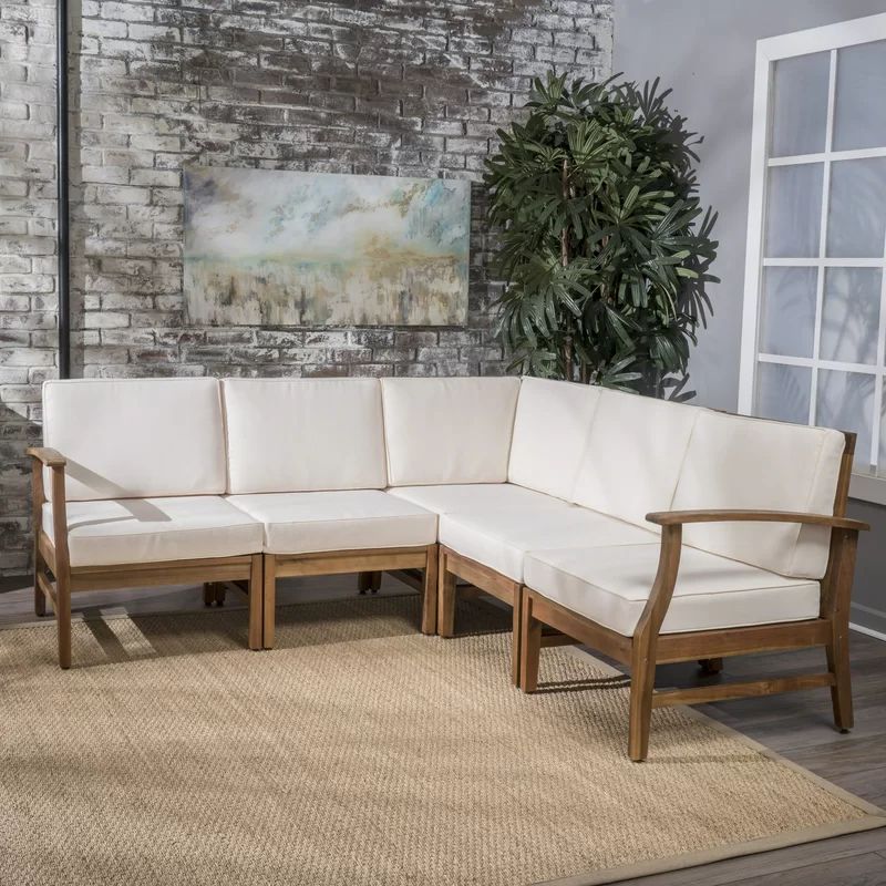 Bevelyn Solid Wood 5 - Person Seating Group with Cushions | Wayfair North America