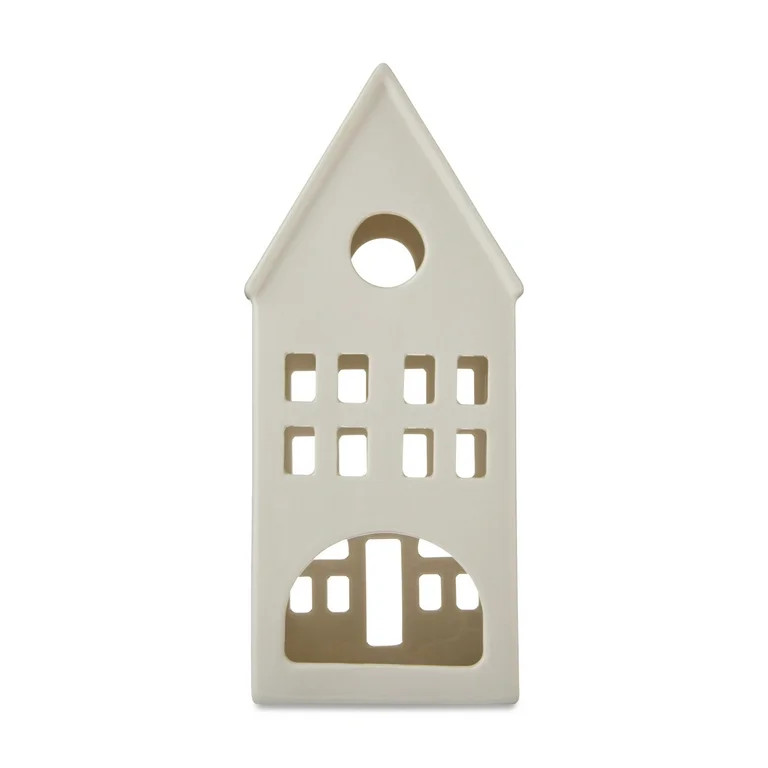 Ceramic Tall Decorative House Christmas Tabletop Decoration, White, 8", by My Texas House | Walmart (US)