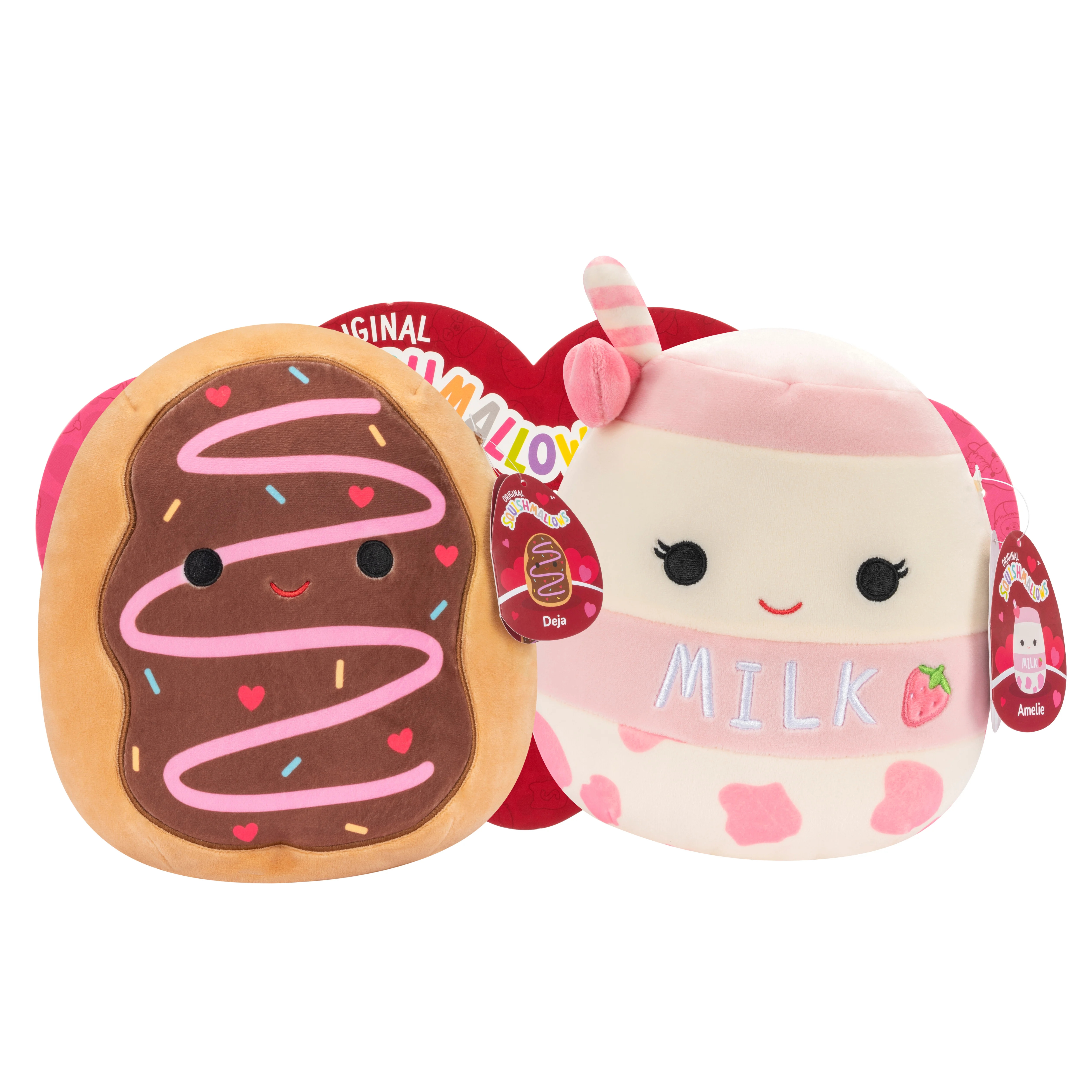 Squishmallows 8 inch Amelie the Strawberry Milk + 8 inch Deja the Donut – Valentines Plush 2-Pa... | Walmart (US)