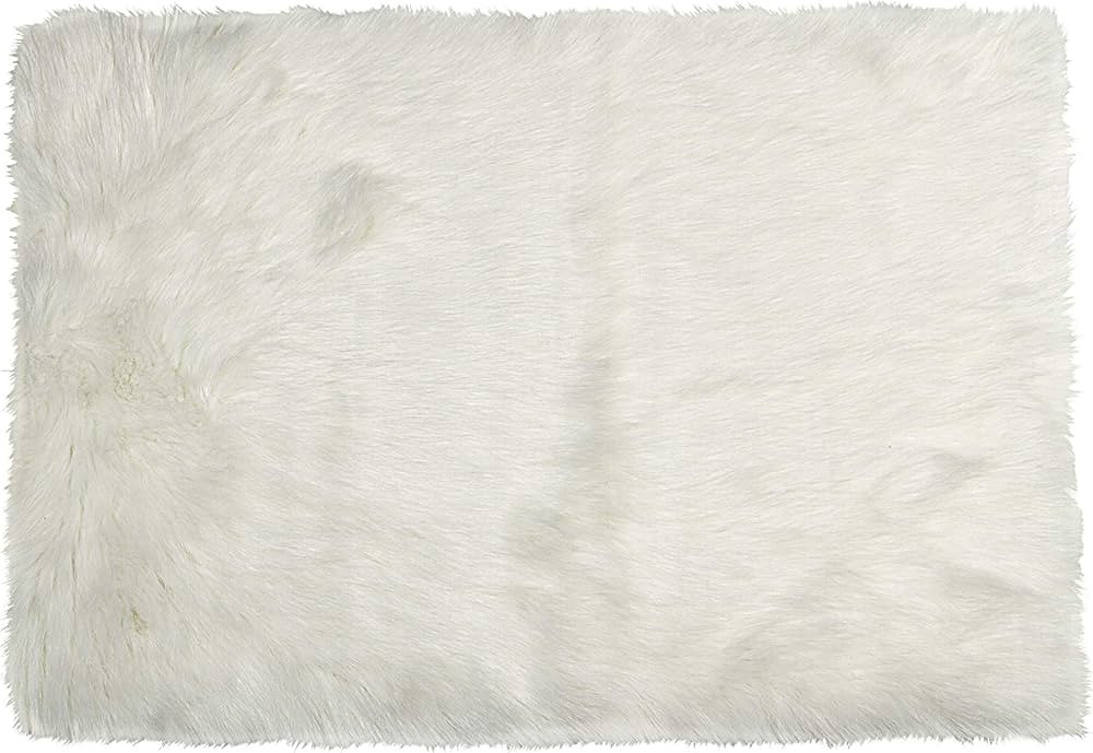 Luxe Faux Fur Hudson Rug with Soft and Fluffy Pile | Machine Washable Living Room Rug with Anti-S... | Amazon (US)
