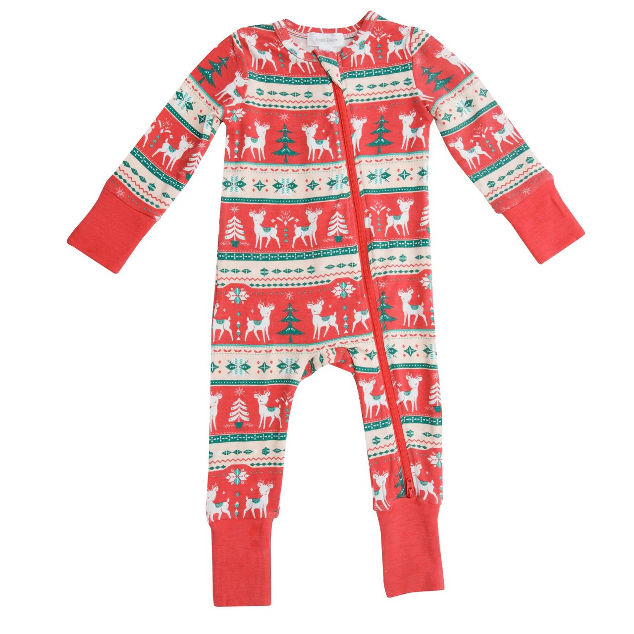 2-Way Zip Romper, Vintage Deer Fair Isle | SpearmintLOVE