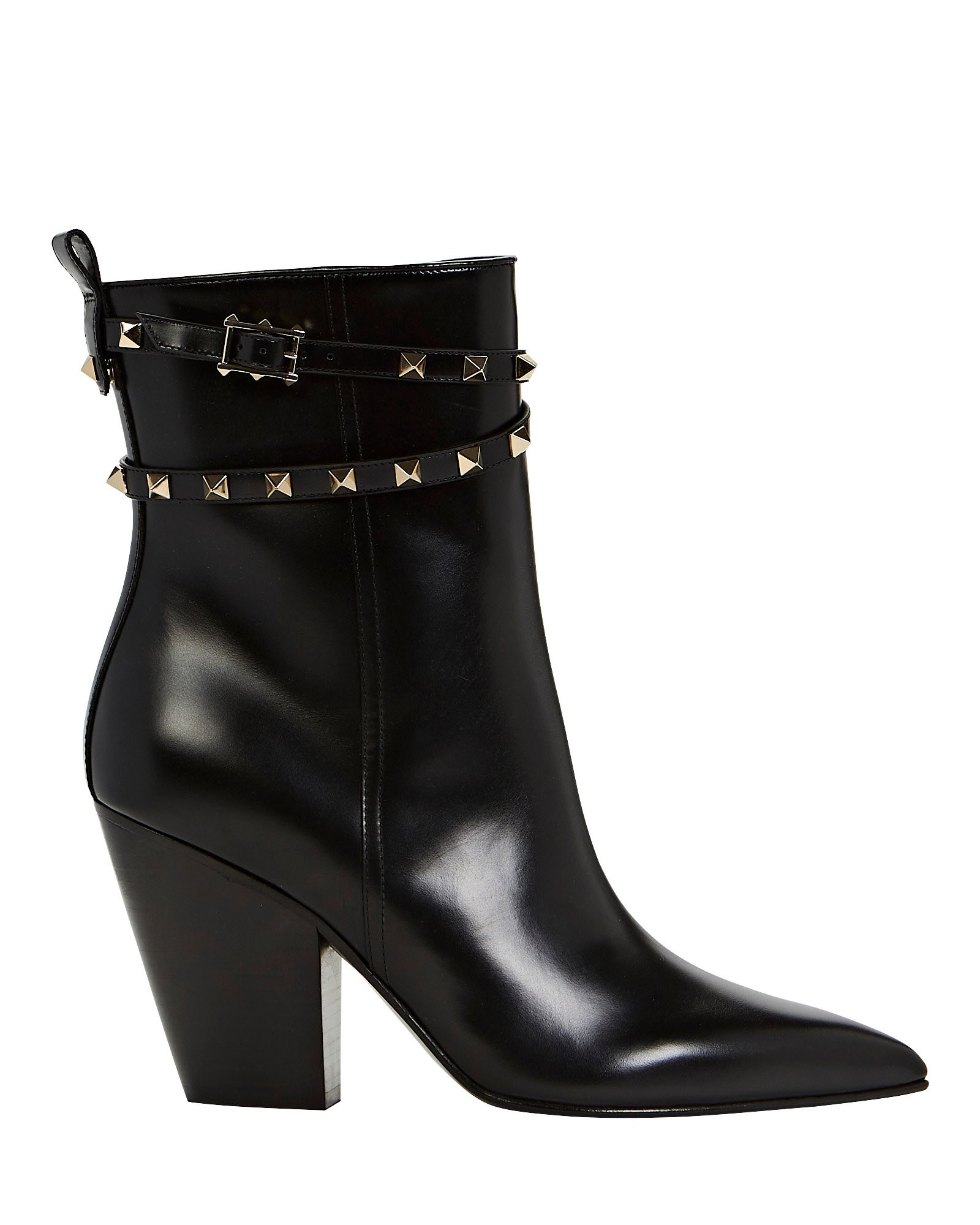 Valentino Garavani Rockstud Leather Ankle Boots, Black 38 | INTERMIX