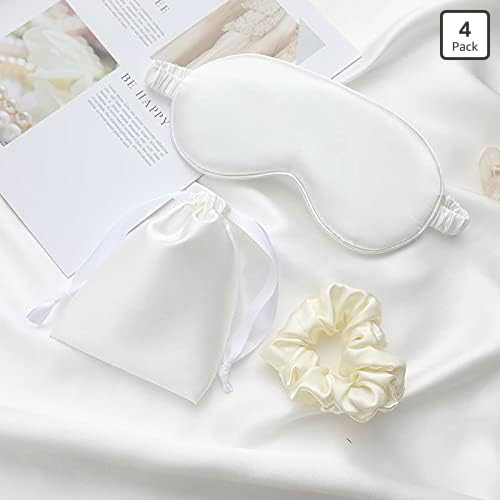Silk Satin Sleeping Eye Mask, White Sleep Eye Night Blindfold for Women and Men, Soft Breathable ... | Amazon (US)