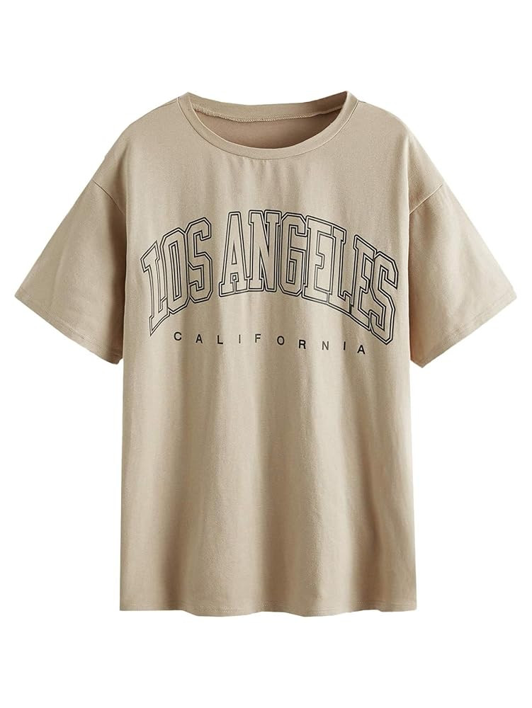 SOLY HUX Women's Graphic Oversized Tees Letter Print Summer Tops Vintage Half Sleeve Loose Casual... | Amazon (US)