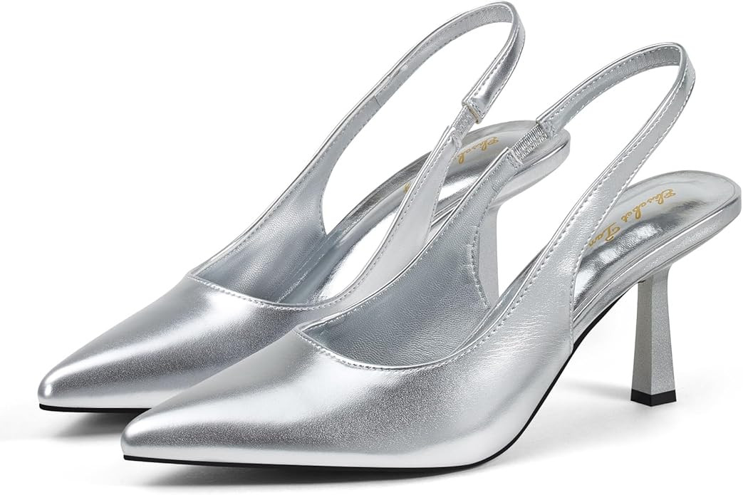 Elisabet Tang Women's Slingback Kitten Heel,3 inch Sexy Pointed Closed Toe Stiletto Pumps Slingba... | Amazon (US)