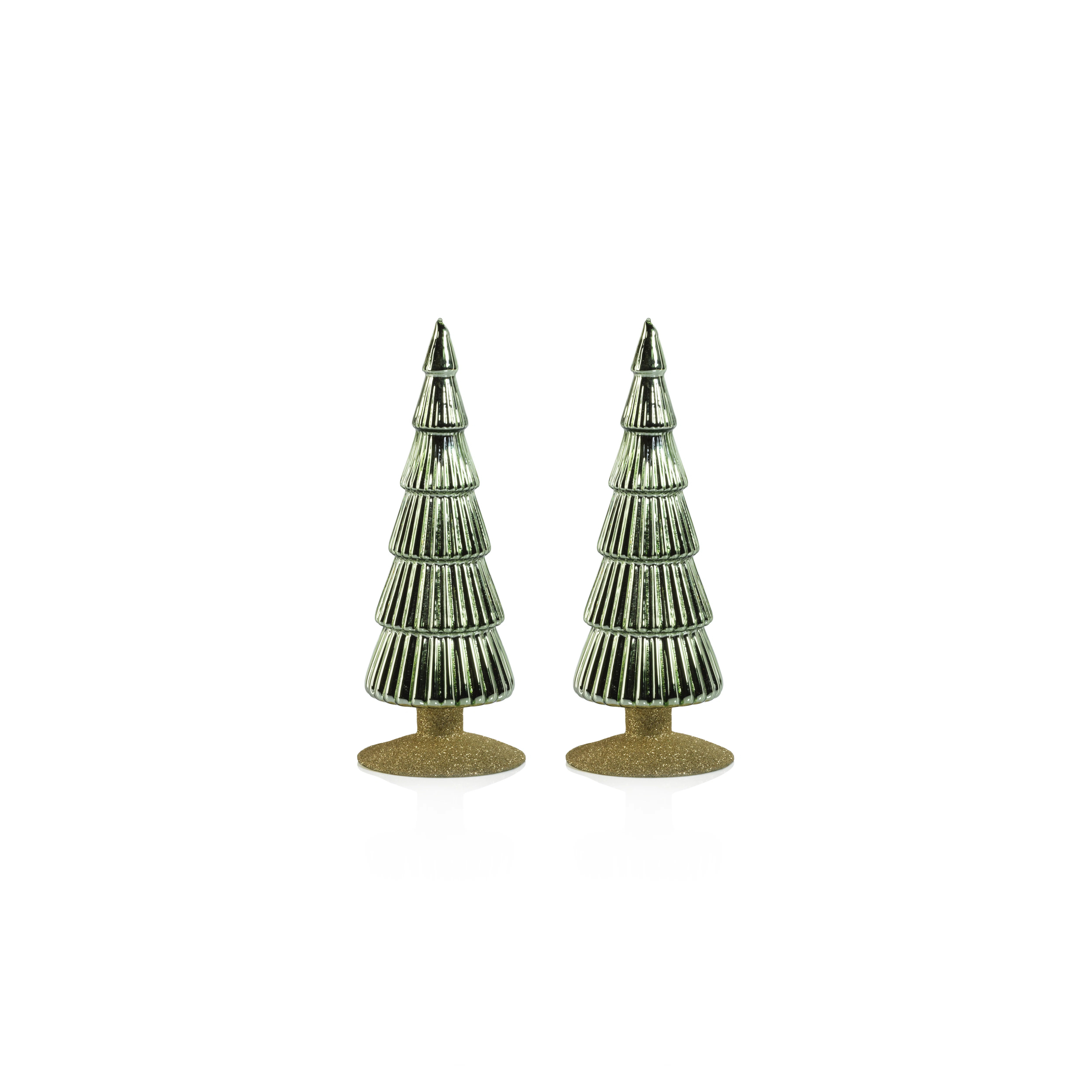 Dembe Classic Red Glass Tree on Gold Glitter Base, Set of 2 | Wayfair North America