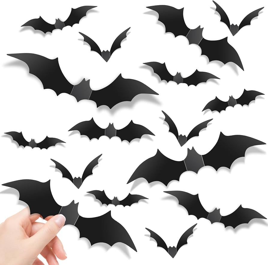 140Pcs Bats Halloween Decor, Real Scary Bat Stickers for Halloween Party | Amazon (US)