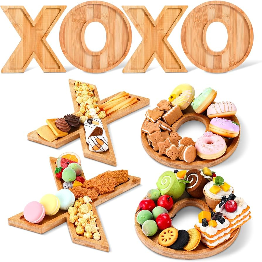 4 Pcs Wooden XOXO Shaped Charcuterie Board Letters Fillable XOXO Shaped Serving Platters Valentin... | Amazon (US)