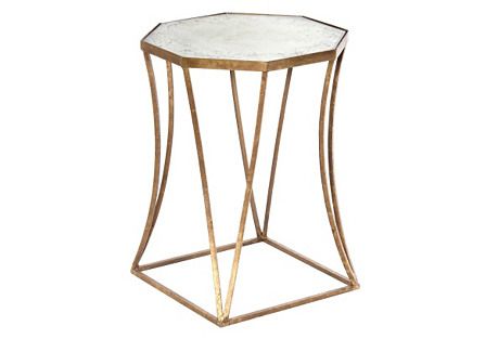 Bertram 16" Mirrored Side Table, Gold | One Kings Lane