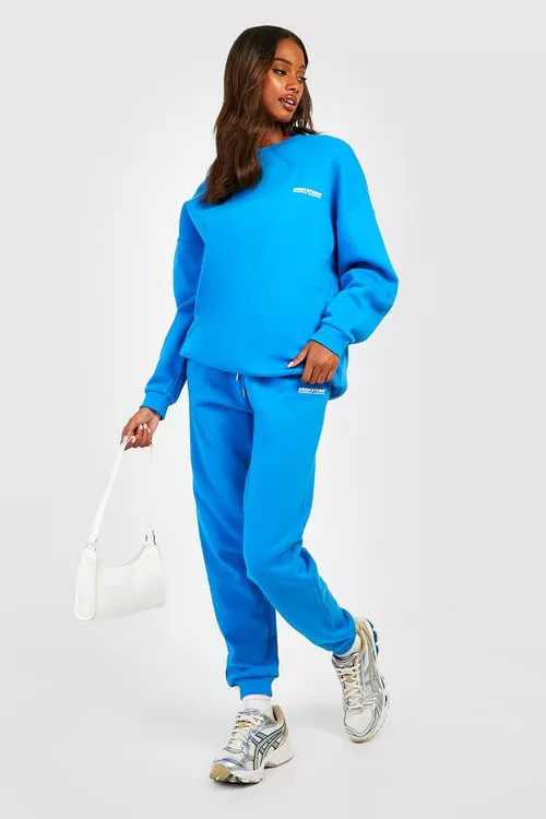 Pocket Print Slogan Sweater Tracksuit | Boohoo.com (US & CA)