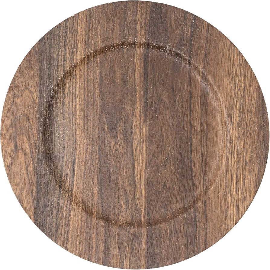 Simply Elegant Set of 6 Faux Wood Plastic Charger Plate | Service Plate for Parties, Dinner, Wedd... | Amazon (US)