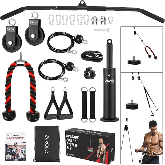 Mikolo Upgraded Weight Lift Pulley System - LAT Pulley Attachments with Adjustable Length Cable f... | Amazon (US)