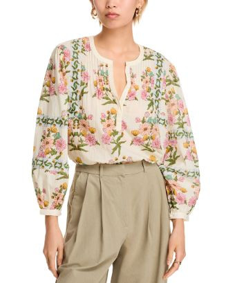 AQUA Floral Popover Top - Exclusive  | Bloomingdale's Women | Bloomingdale's (US)