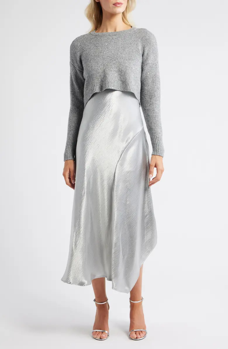 Vince Camuto Metallic Slipdress & Sweater | Nordstrom | Nordstrom