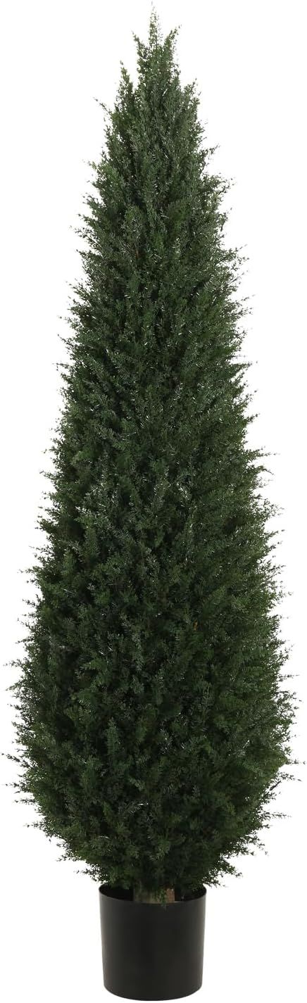 6ft(72”) Artificial Cedar Topiary Tree Potted Plants UV Resistant Leaves Outdoor Artificial Shr... | Amazon (US)