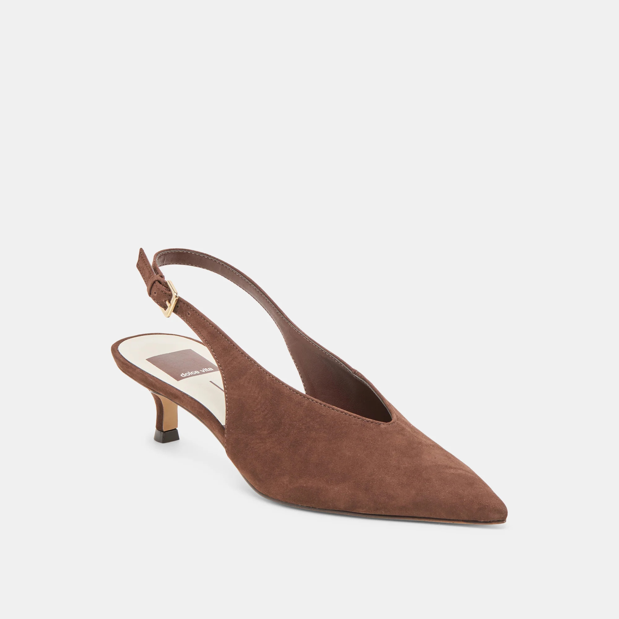 Alenna Heels Dk Brown Suede | DolceVita.com
