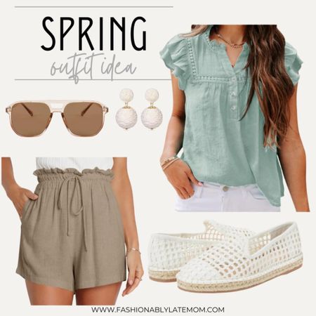 Spring outfit idea! 
Fashionablylatemom 
Blouse 
Loafers 
Sunglasses 

#LTKstyletip #LTKshoecrush #LTKSpringSale