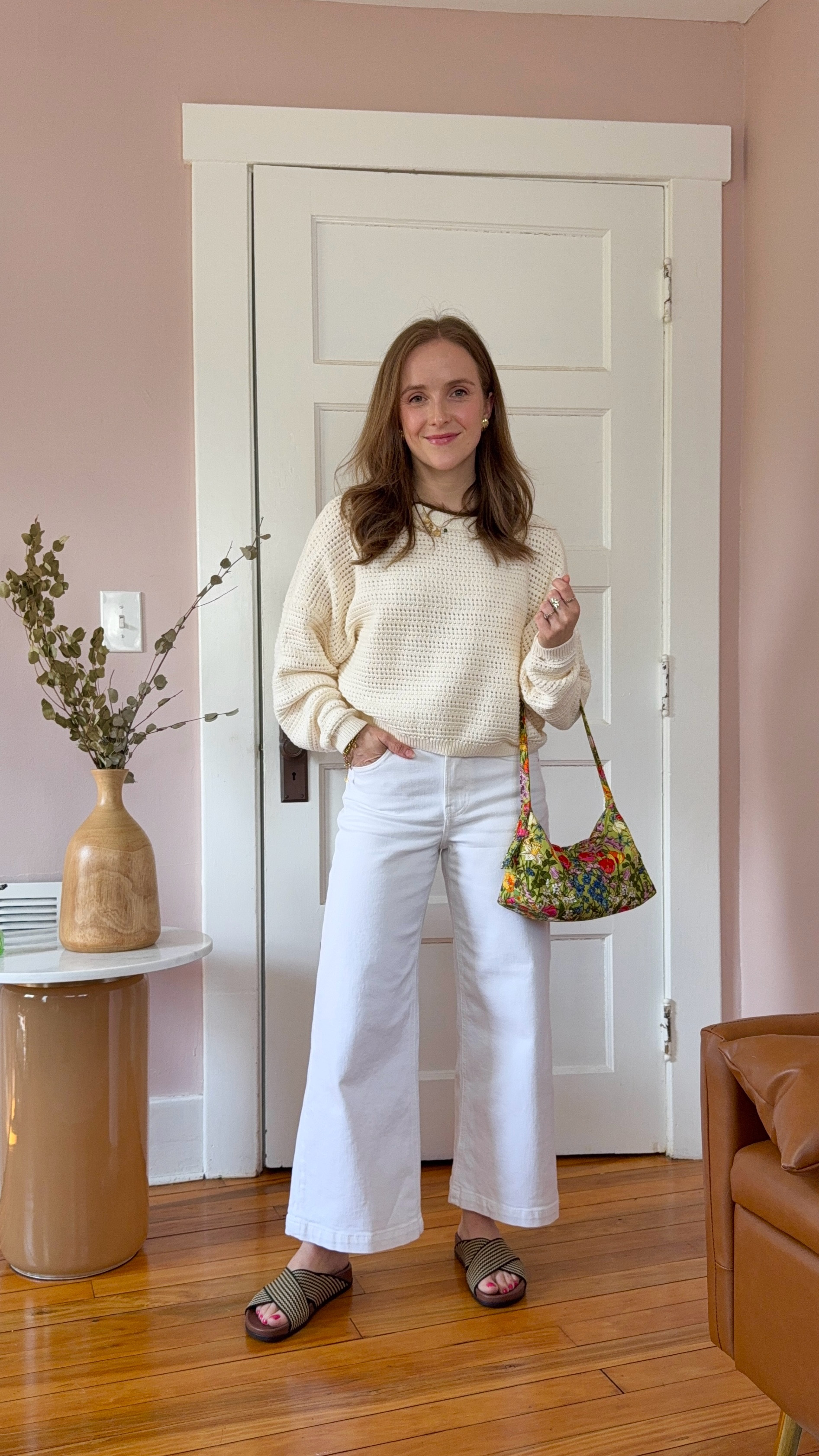 Monochrome Ootd with my favorite Stride Jeans wearing 25 petite 
20% off everything with ADDON

White jeans perfect elongating fit with a nipped in waist 

Crochet open knit sweater xs perfect oversized fit



#LTKPetite #LTKSummerEdit #LTKSaleAlert