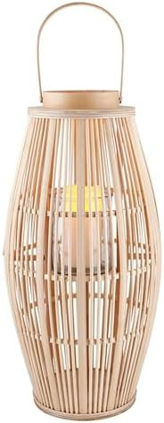 47th & Main Bamboo Hurricane Lantern with Handle Woven Natural Rattan Boho Hanging Candle Holder ... | Amazon (US)