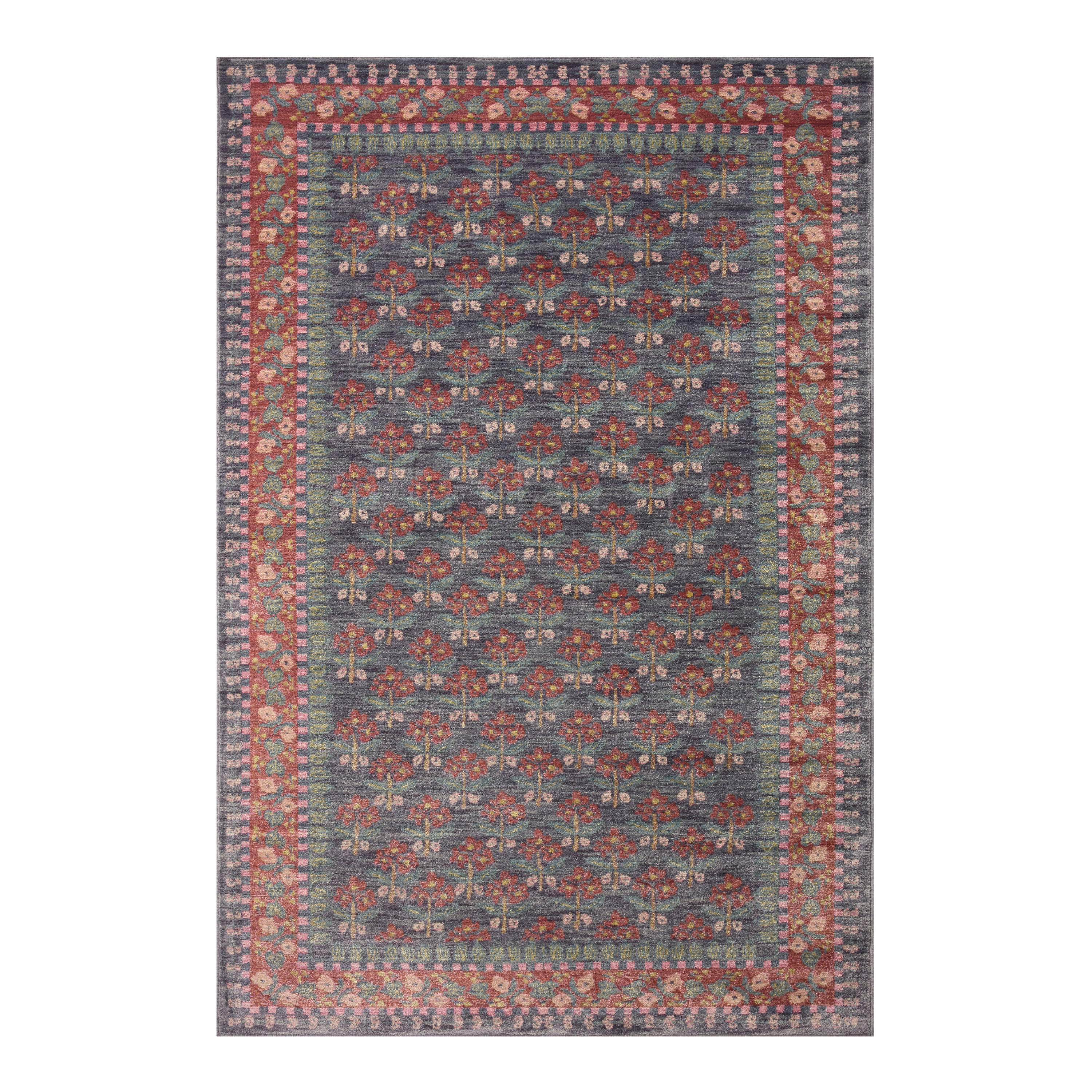 Rifle Paper Co. x Loloi Navy Blue Fiore Floral Area Rug | World Market