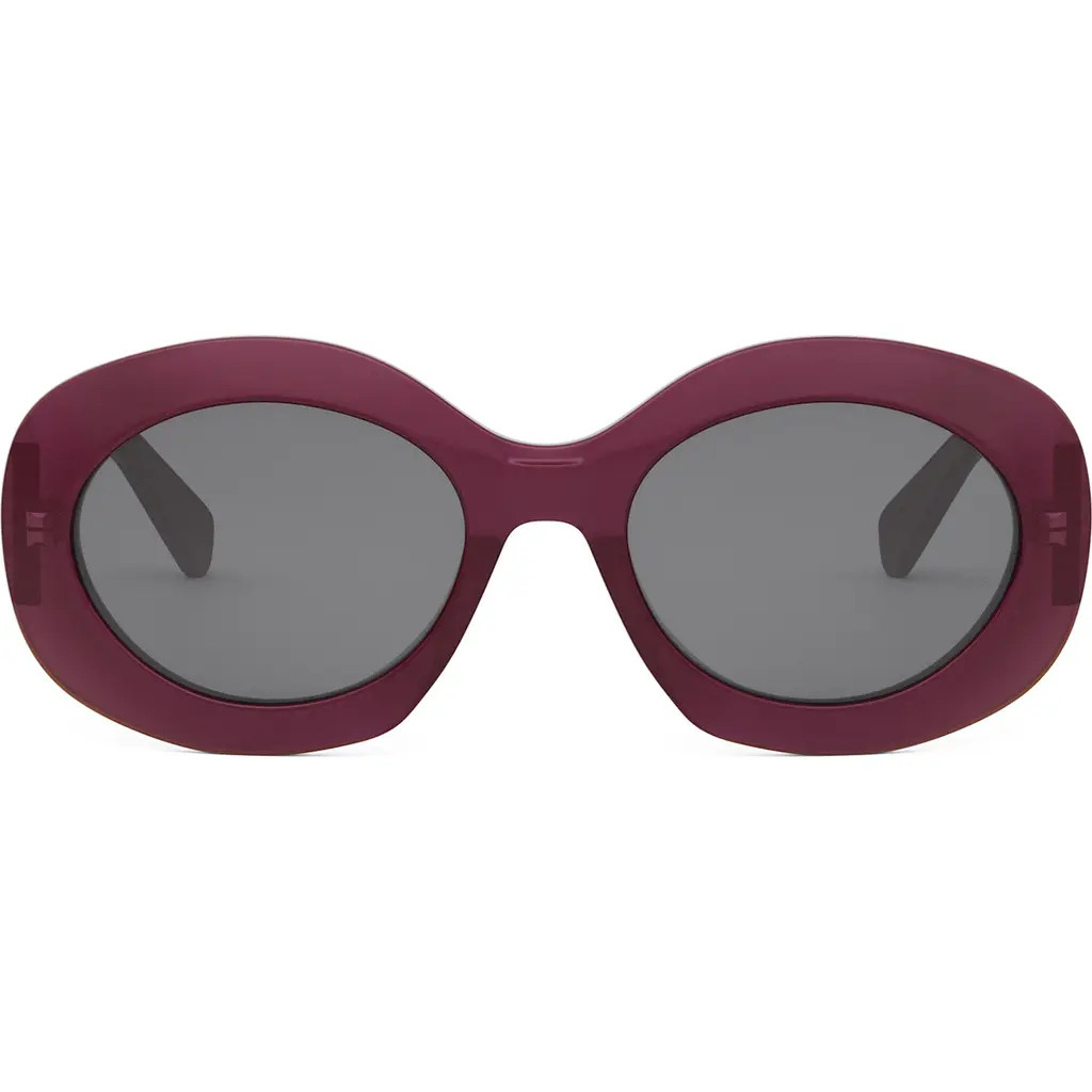 CELINE Triomphe 54mm Round Sunglasses in Shiny Bordeaux /Smoke at Nordstrom | Nordstrom