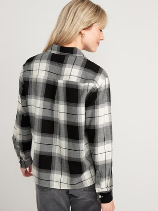 Cropped Plaid Flannel Boyfriend Shirt for Women | Old Navy (US)