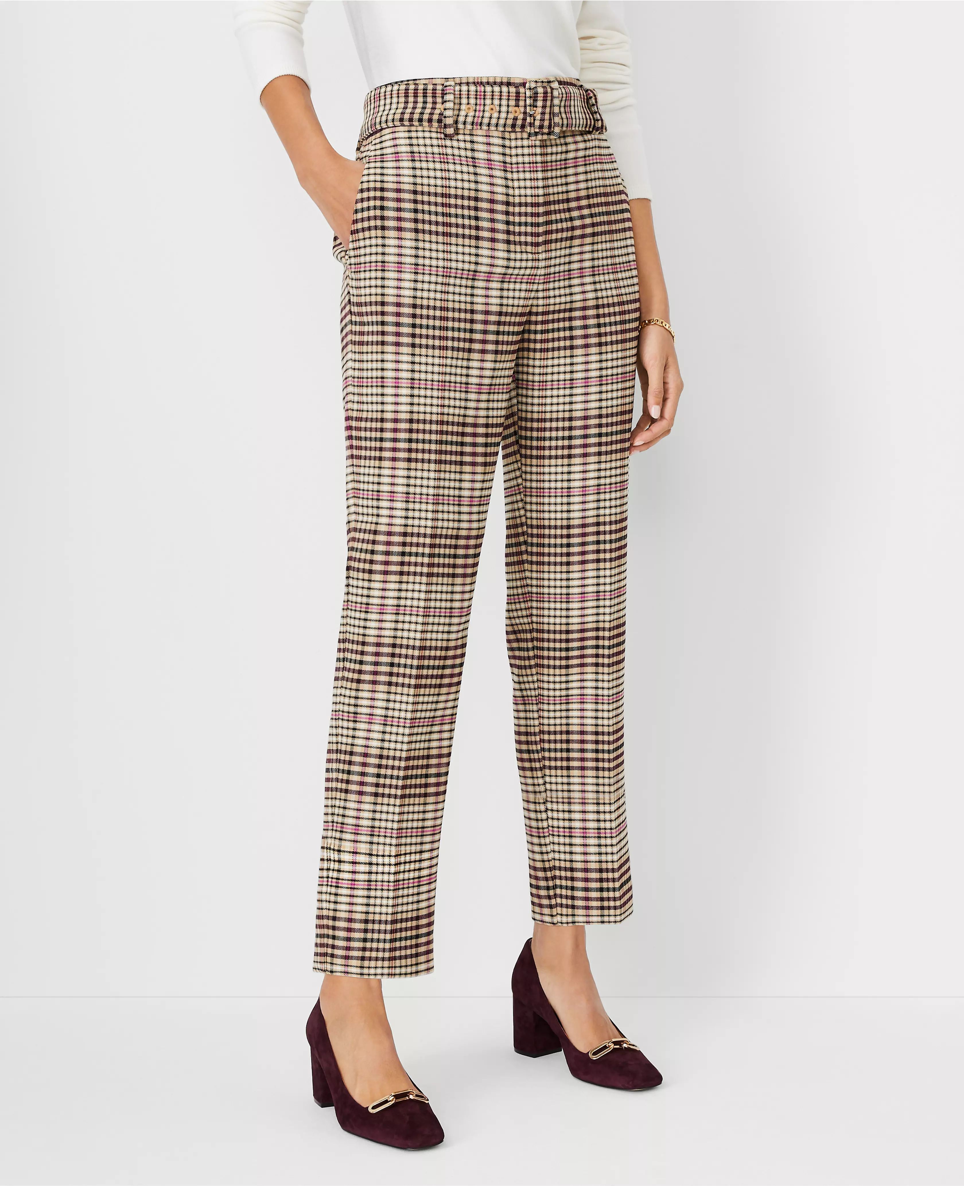 The Belted Taper Pant in Plaid | Ann Taylor (US)
