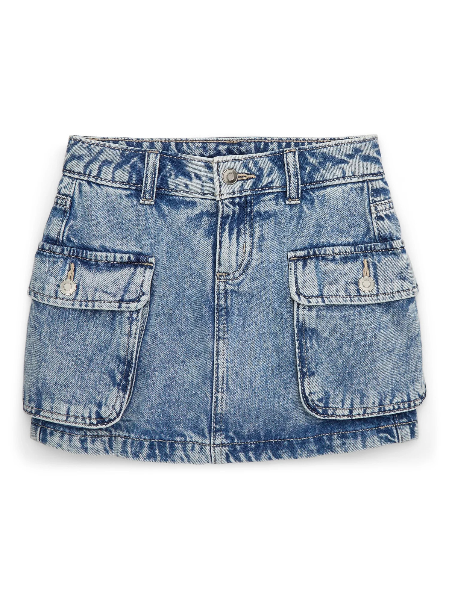 Wonder Nation Girls and Tween Girls Cotton Denim Cargo Skirt, Sizes 4-16 & Plus | Walmart (US)