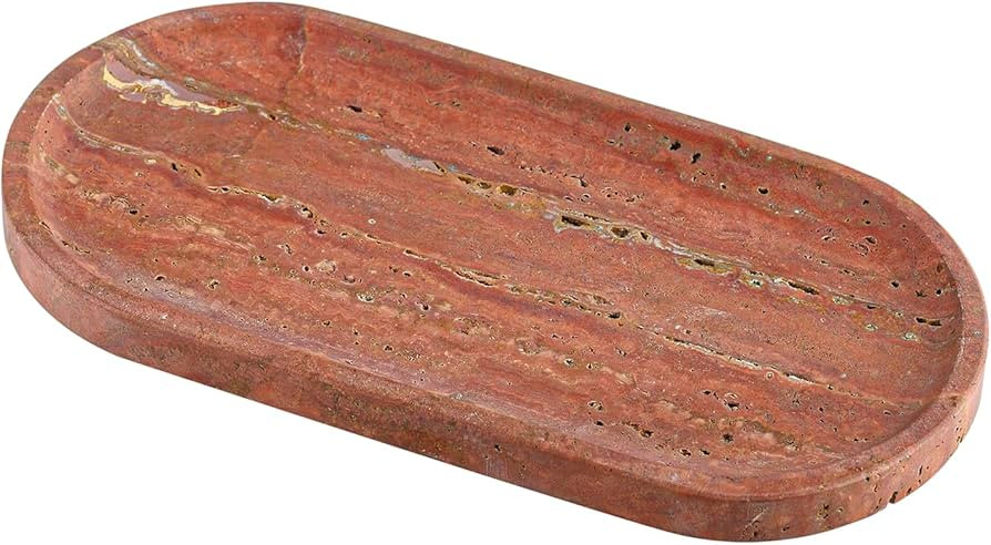 Koville Natural Travertine Marble Tray for Counter, 100% Marble Travertine Oval Decorative Tray f... | Amazon (US)