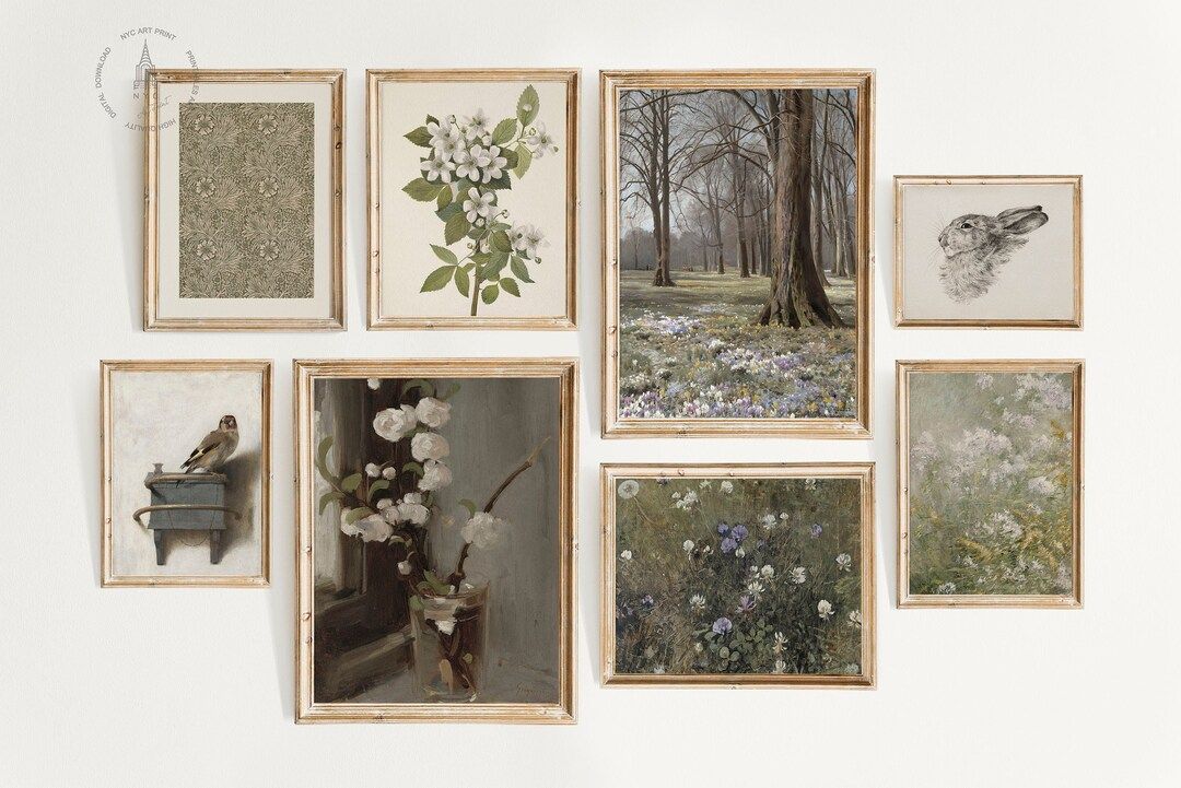 Vintage Spring Gallery Wall Set of 8, Rustic Printable Wall Art, Vintage Easter Prints, Antique W... | Etsy (US)