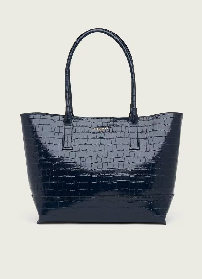 Lacey Navy Croc-Effect Leather Tote Bag | L.K. Bennett (UK)