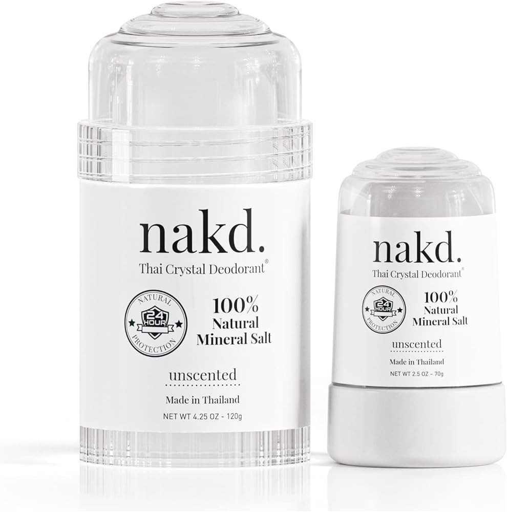 nakd. Thai Crystal Deodorant Stone – 2 Salt Deodorant Crystal Sticks, 4.25 oz. Regular + 2.5 oz... | Amazon (US)
