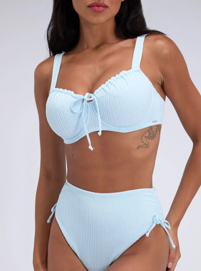 Amalfi crinkle balconette bikini top - Powder Blue | Boux Avenue (UK)
