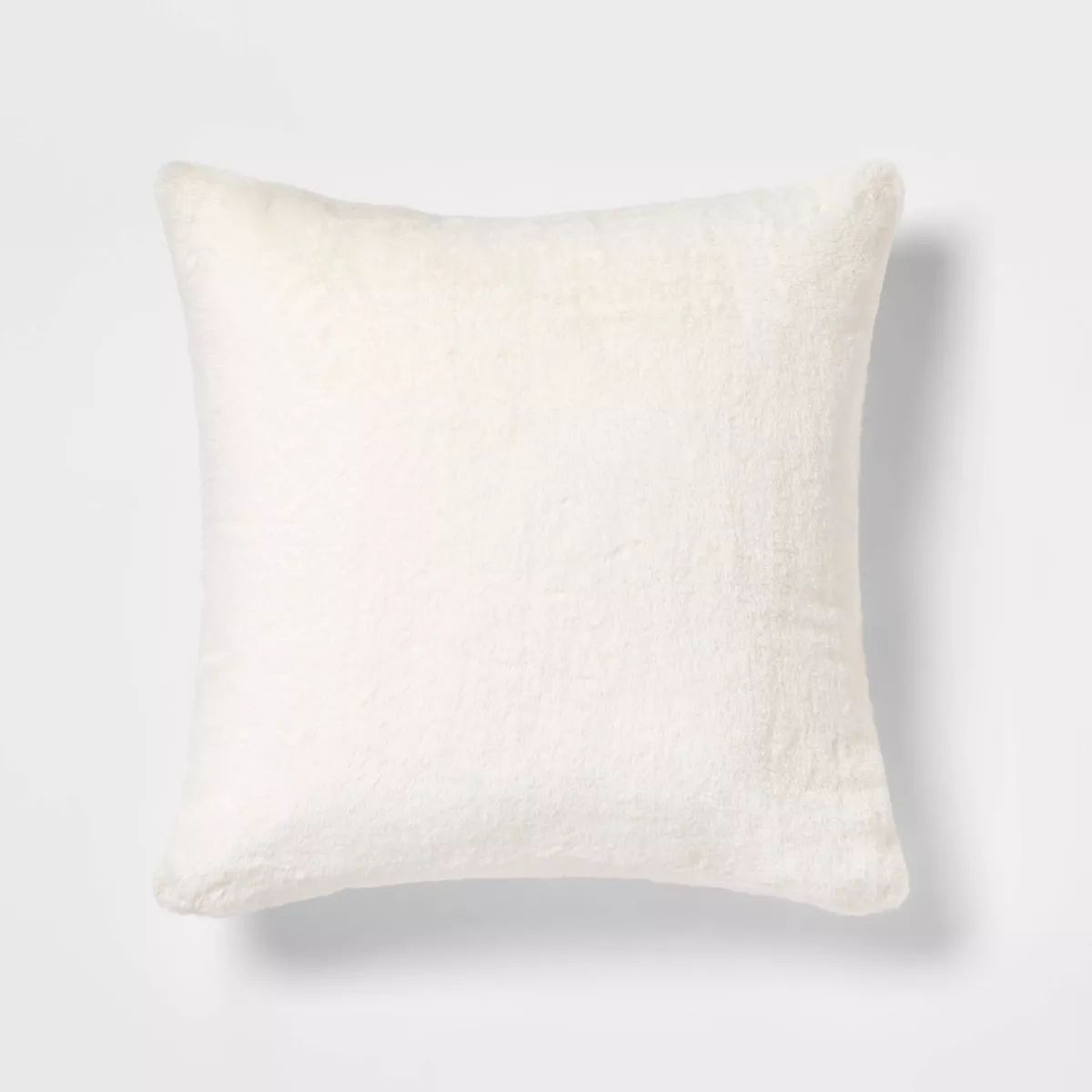 Oversized Faux Rabbit Fur Square Throw Pillow Cream - Threshold™ | Target