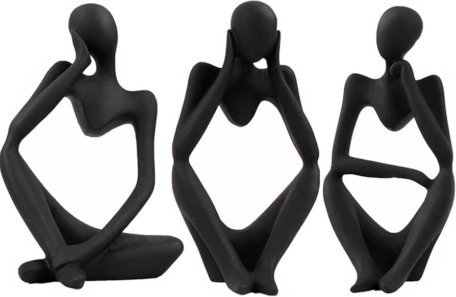 3Pcs Abstract Thinker Statue Set Mini Resin Thinker Statue Suit for Modern Home Office Bookshelf ... | Amazon (US)