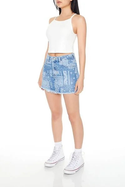 Bandana Print Denim Mini Skirt | Forever 21