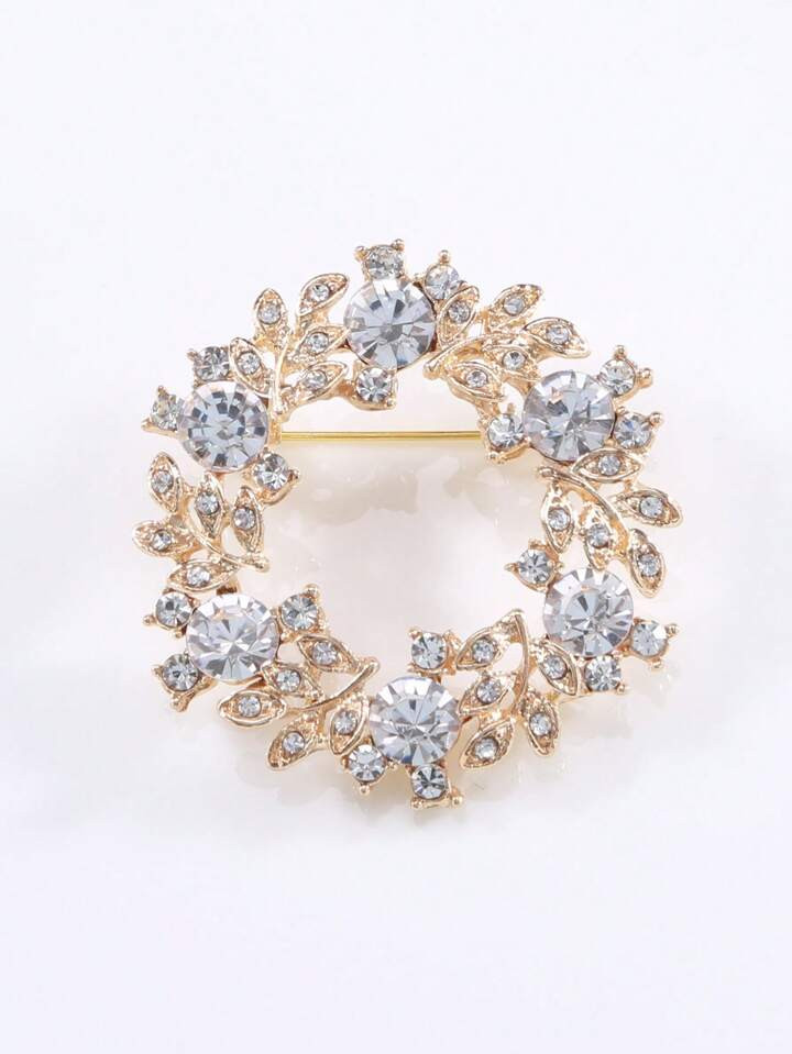 1pc Glamorous Zinc Alloy Rhinestone Wreath Design Brooch For Women For Daily Decoration | SHEIN