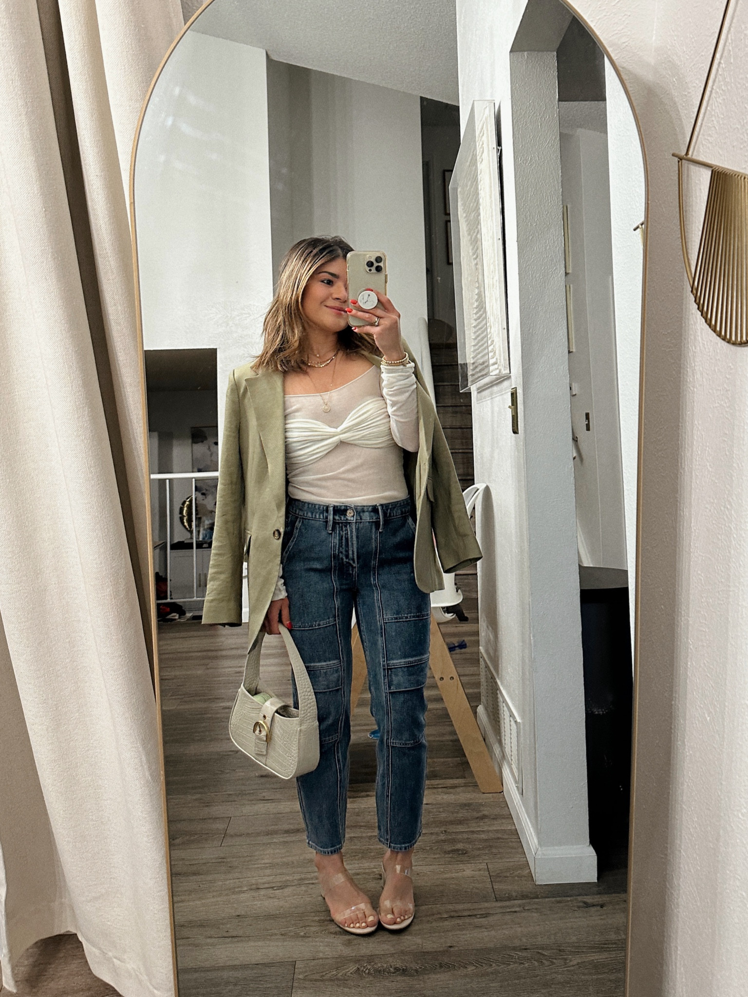 Can’t stop wearing these jeans! They are so chic! 
Top size small
Jeans size 25
Blazer size small

#LTKFindsUnder50 #LTKShoeCrush #LTKFindsUnder100