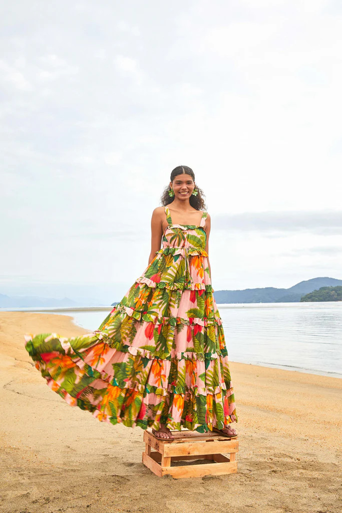 Pink Cocoa Forest Maxi Dress | FarmRio (US)