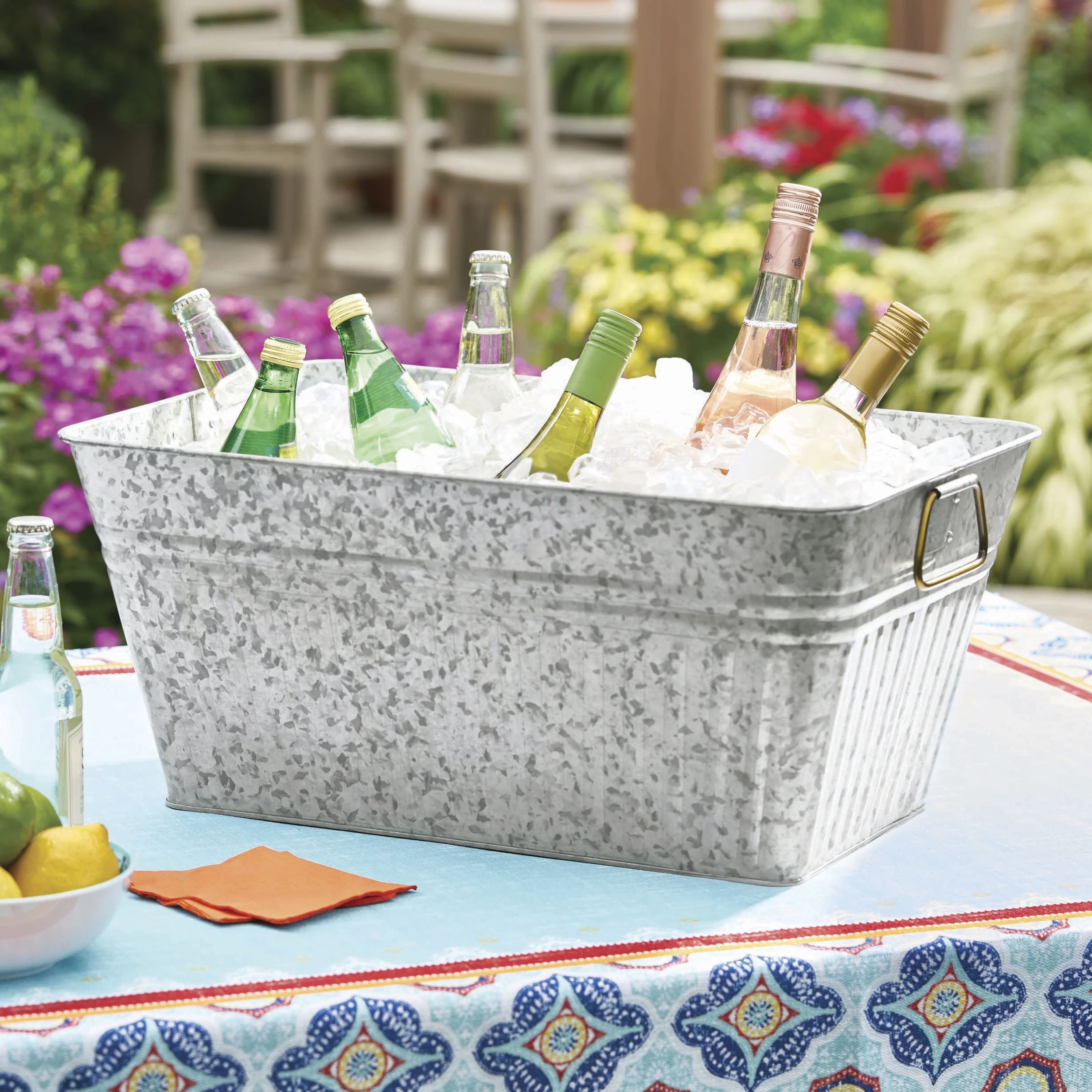 Better Homes & Gardens Large Rectangular Galvanized Tub - Walmart.com | Walmart (US)