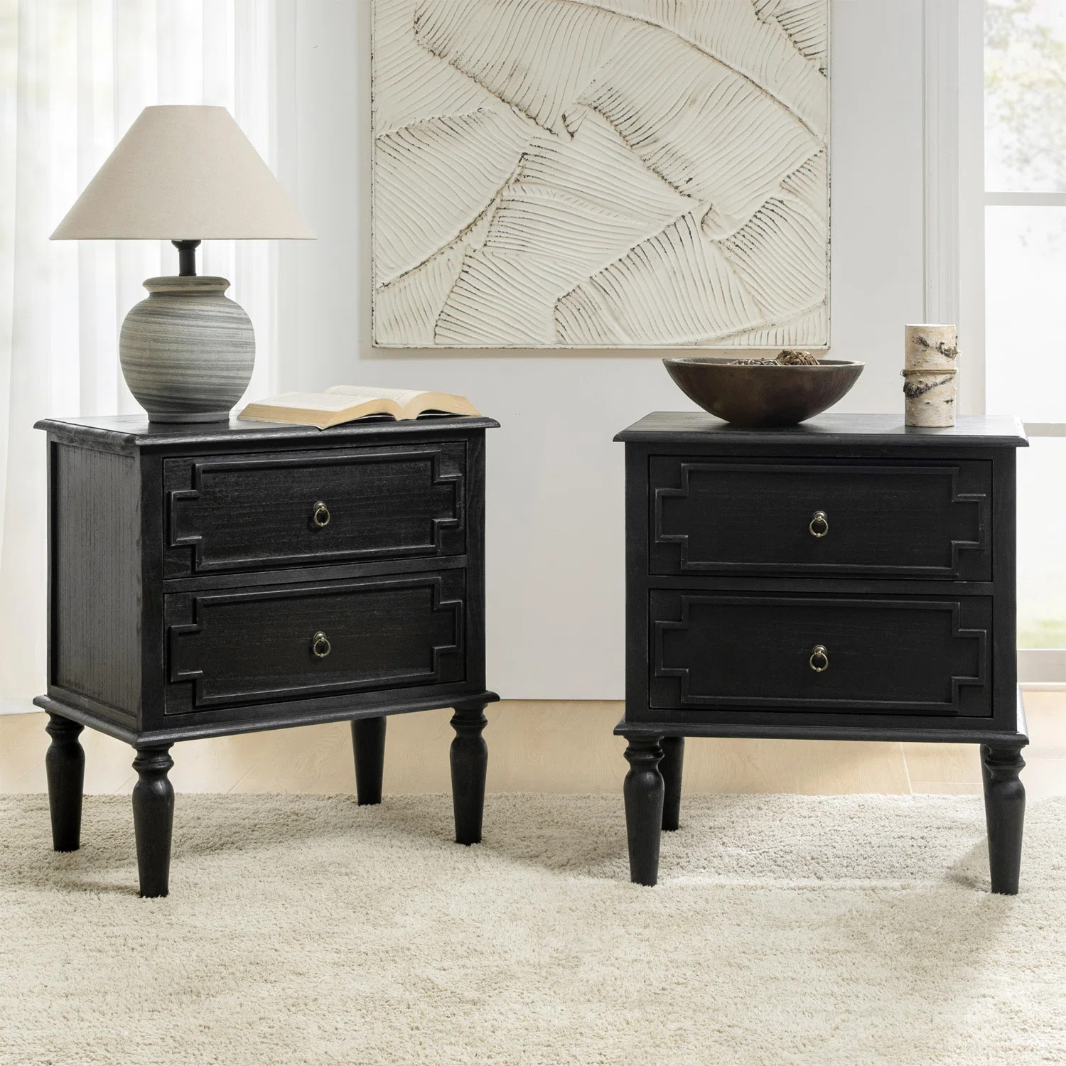 Timar 2 - Drawer Solid Wood Nightstand with Built-In Outlets and USB (Set Of 2) | Wayfair North America
