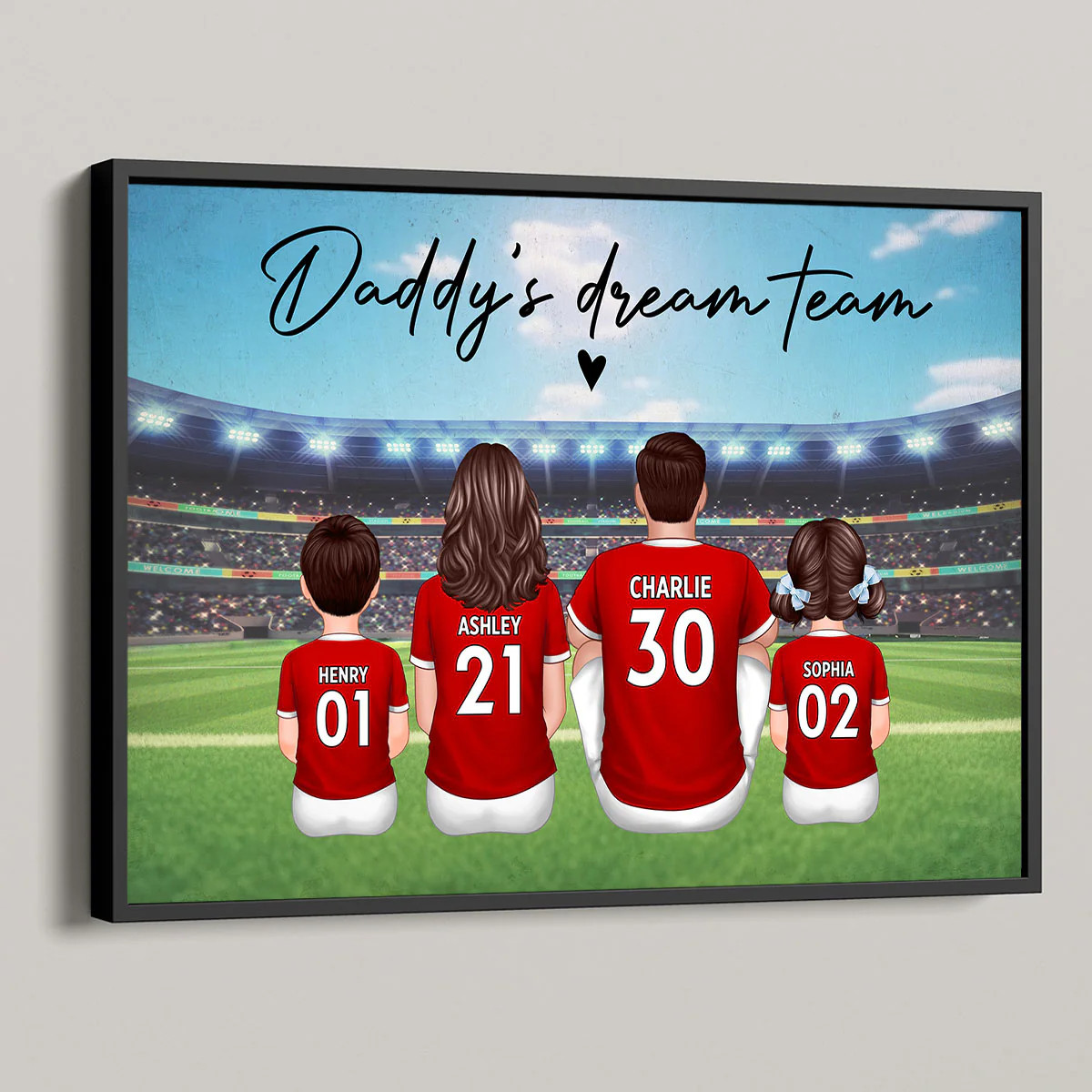 Daddy's Team Soccer Football Family Sitting Personalized Poster, Gift For Family, Dad, Grandpa, H... | Trending Custom