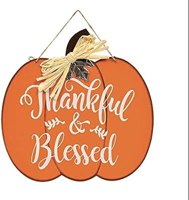 Greenbrier International Thankful & Blessed Pumpkin Fall Hanging Sign 12"X12" | Amazon (CA)