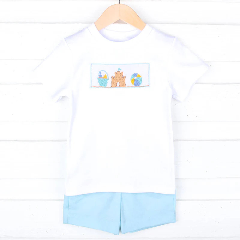 Beach Baby Mint Smocked Short Set | Classic Whimsy
