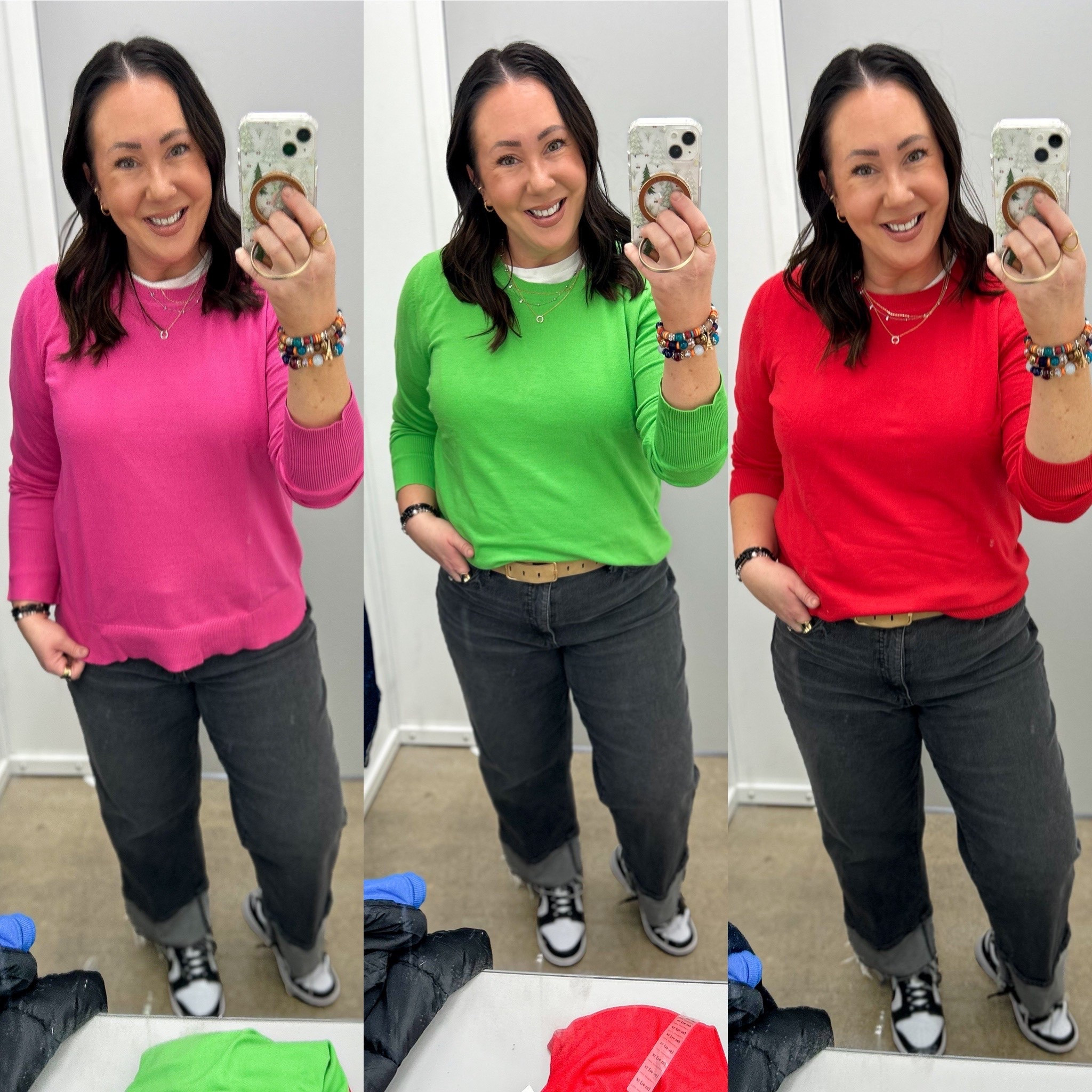 I found the softest and coziest lightweight sweaters @walmart and they’re only $20! These feel like they’re from a name brand store! XL in the red and pink. XXL in the green. I’ll take all the colors, please! XL belt. Size 16 regular jeans. @nike dunks run true to size and on major sale right now!

#LTKFindsUnder50 #LTKSeasonal #LTKOver40