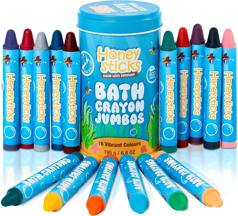 Honeysticks Jumbo Bath Crayons Non Toxic (16 Pack) for Toddlers 1-3 and Kids 4-8, Natural Beeswax... | Amazon (US)